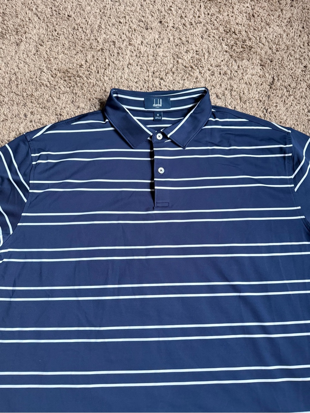 Dunhill Links Golf Polo Shirt XL Blue Stripes Interlachen Country Club Minnesota